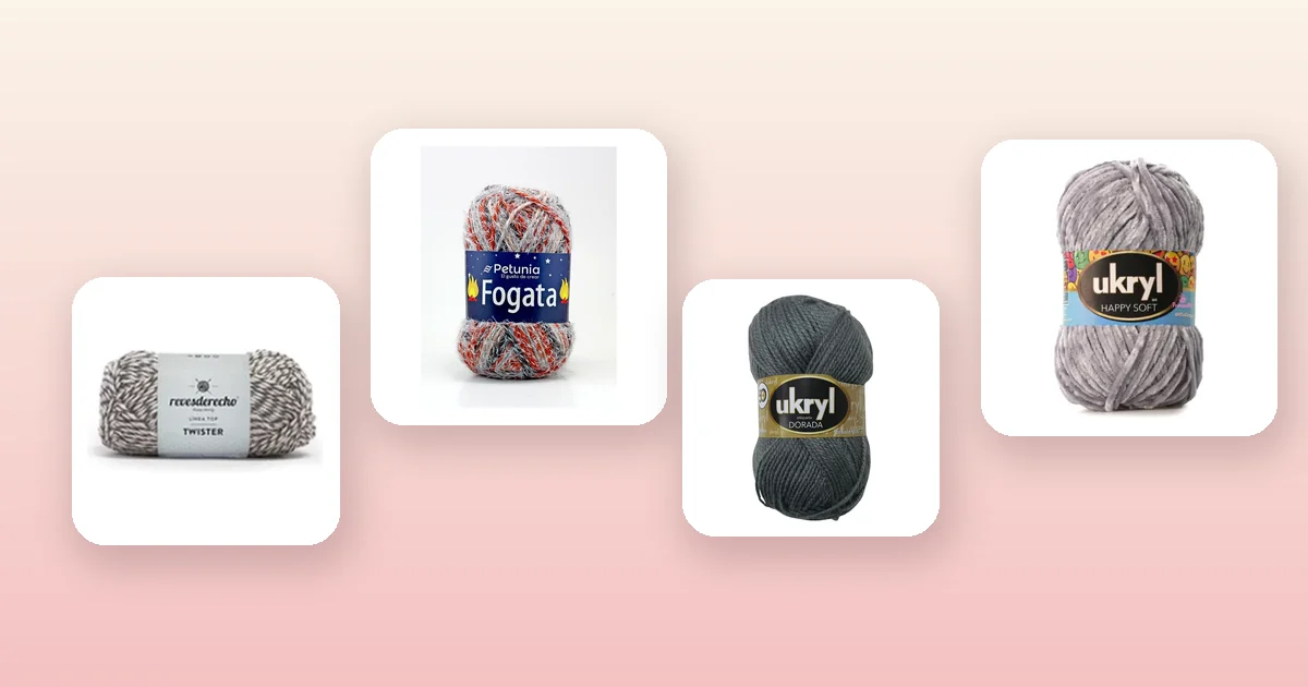 Ovillos de lana Twister Revesderecho, Petunia Fogata y Lana Chenille para tejer guantes a crochet