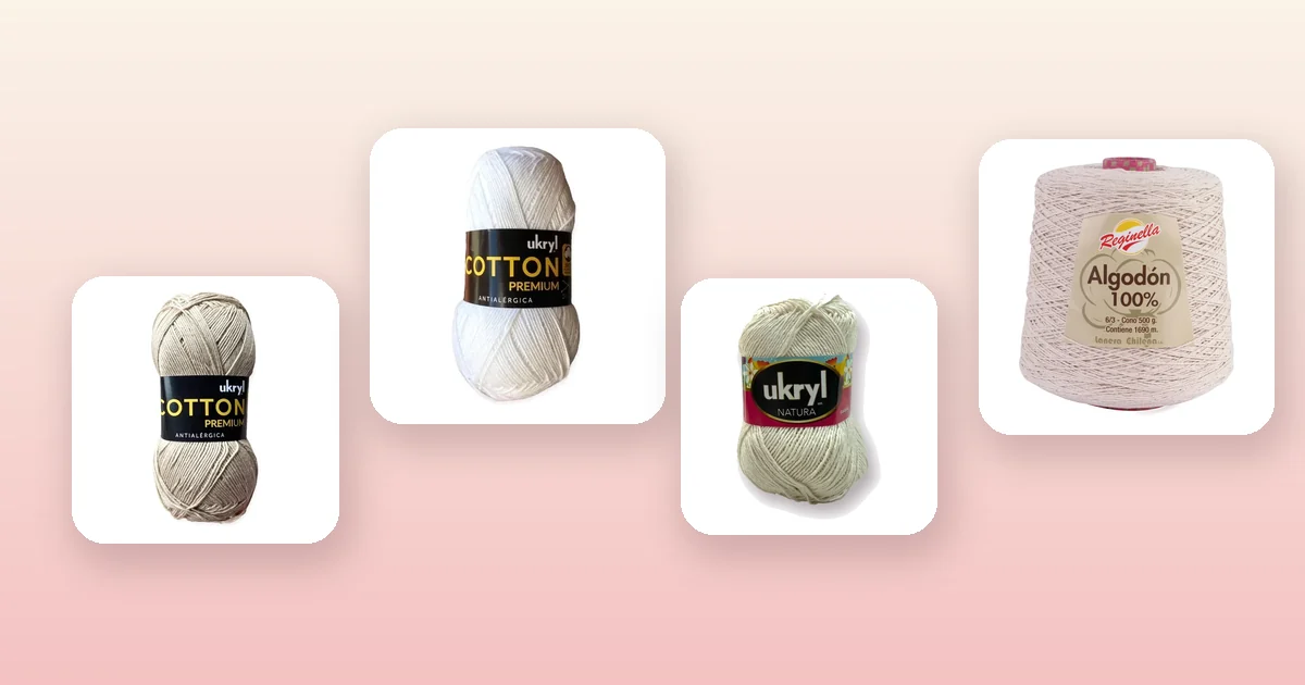 Ovillos de hilo de algodón para tejer un camino de mesa a crochet