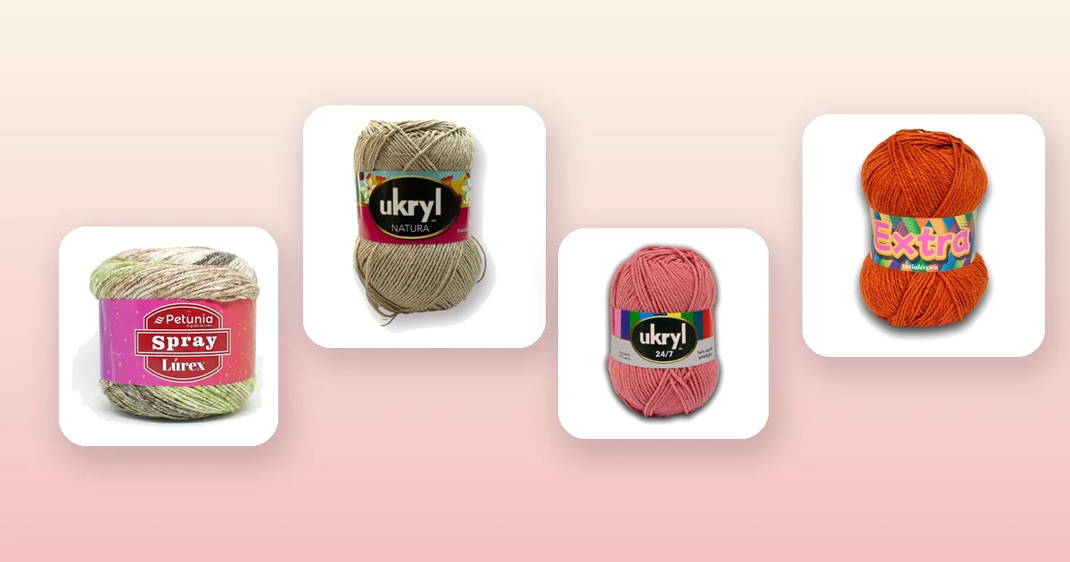 Ovillos de lana Petunia Spray Lúrex y Ukryl Natura para tejer un chal triangular a crochet