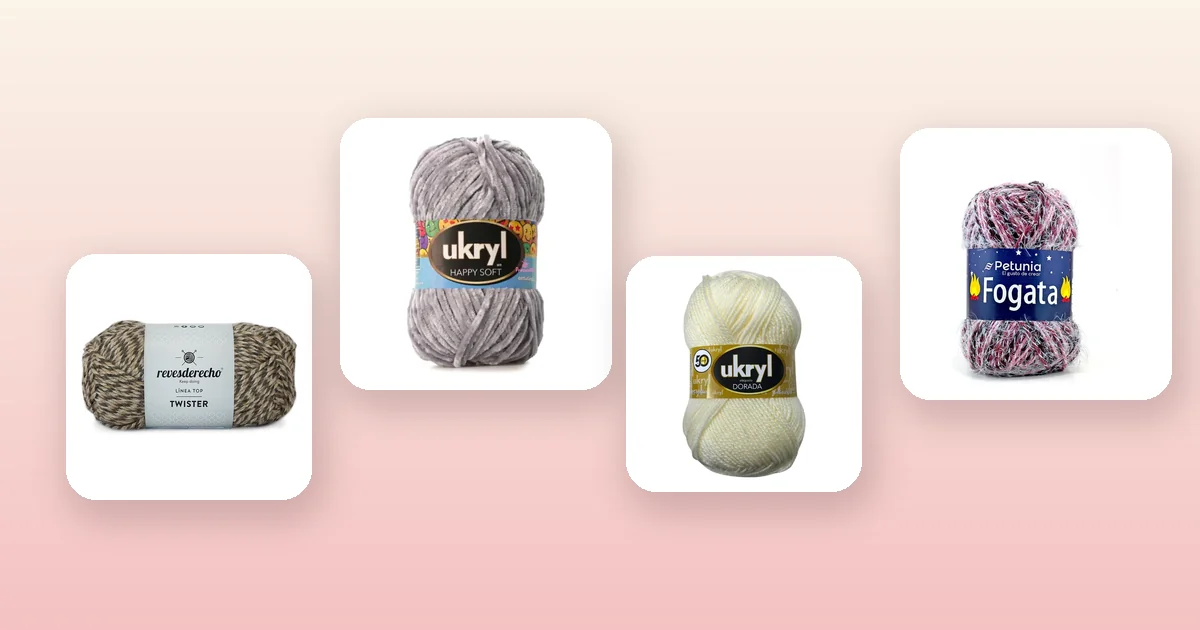 Ovillos de lana Twister Revesderecho y Ukryl Etiqueta Dorada para tejer un cuello a crochet