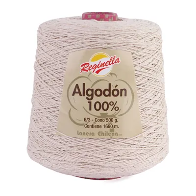Cono de algodón crudo Reginella 100% algodón, 500 g y 1.690 metros