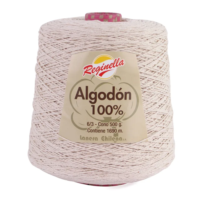 Cono de algodón crudo Reginella 100% algodón, 500 g y 1.690 metros