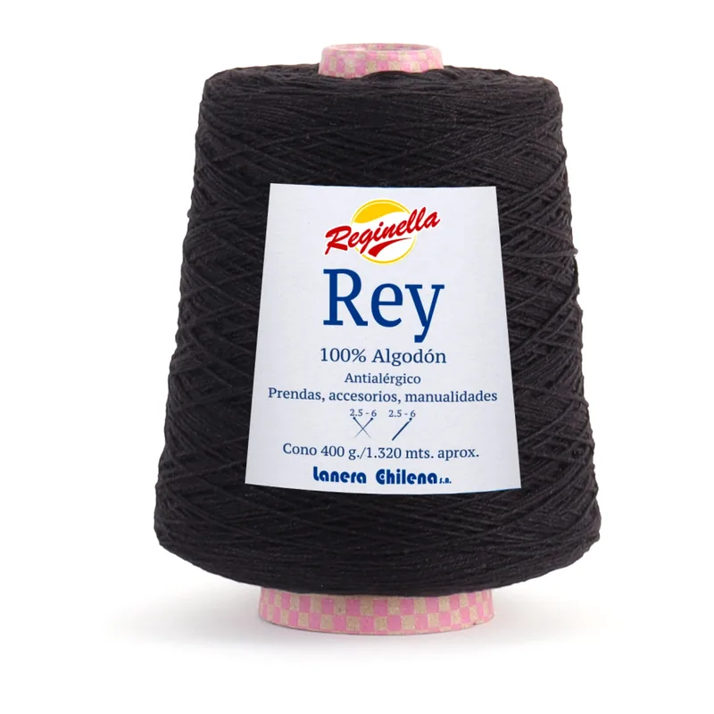 Cono de algodón negro Reginella Rey 100% algodón antialérgico, 400 g