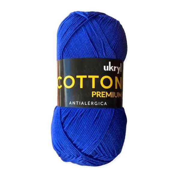Ovillo de hilo de algodón Ukryl Cotton Premium color azul rey, 100 g