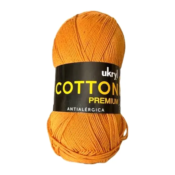 Ovillo de hilo de algodón Ukryl Cotton Premium color mostaza, 100 g