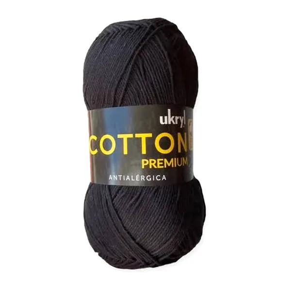 Ovillo de hilo de algodón Ukryl Cotton Premium color negro, 100 g
