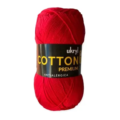 Ovillo de hilo de algodón Ukryl Cotton Premium color rojo, 100 g