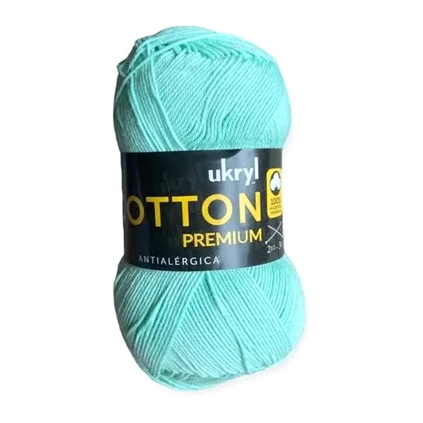 Ovillo de hilo de algodón Ukryl Cotton Premium color verde agua, 100 g