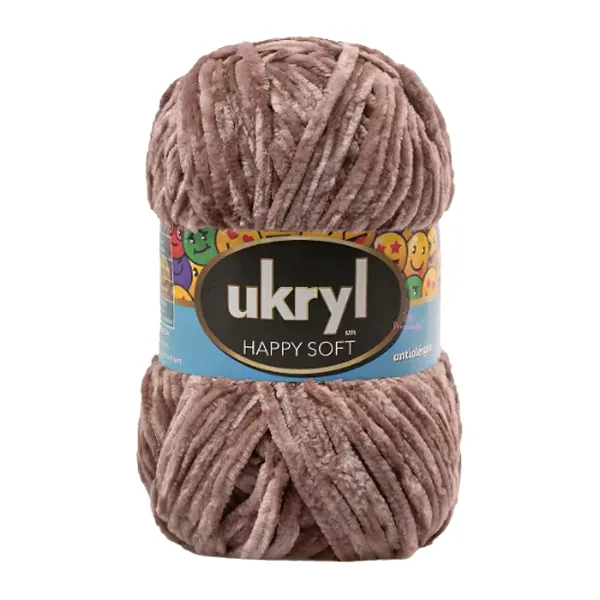 Ovillo de lana chenille Ukryl Happy Soft color café