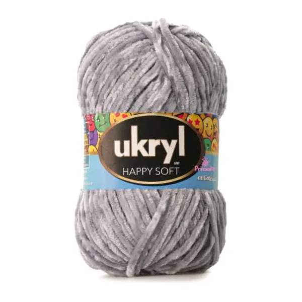 Ovillo de lana chenille Ukryl Happy Soft color gris