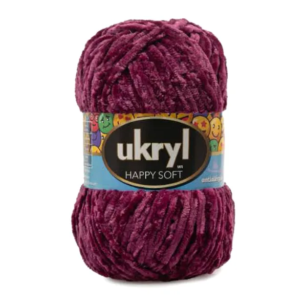 Ovillo de lana chenille Ukryl Happy Soft color morado