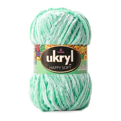 Ovillo de lana chenille Ukryl Happy Soft color verde agua matizado