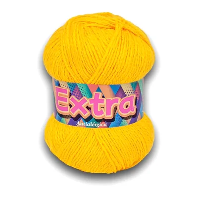 Ovillo de lana Extra color amarillo, 100 g y 220 m