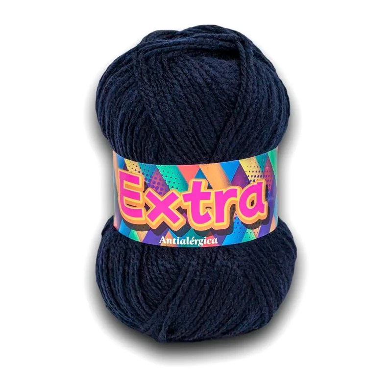 Ovillo de lana Extra color azul marino, 100 g y 220 m