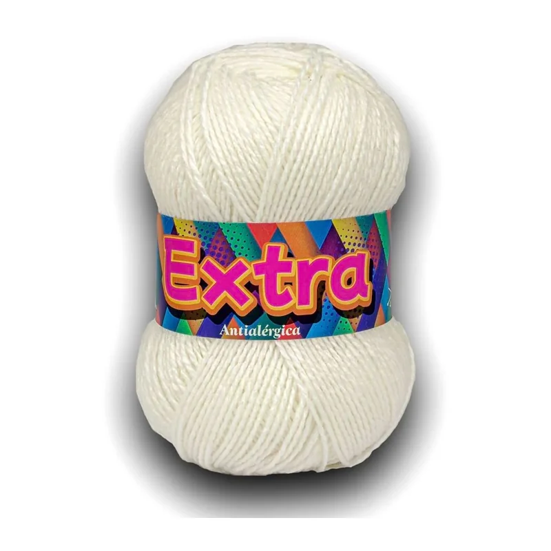Ovillo de lana Extra color blanco, 100 g y 220 m