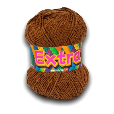 Ovillo de lana Extra color café, 100 g y 220 m