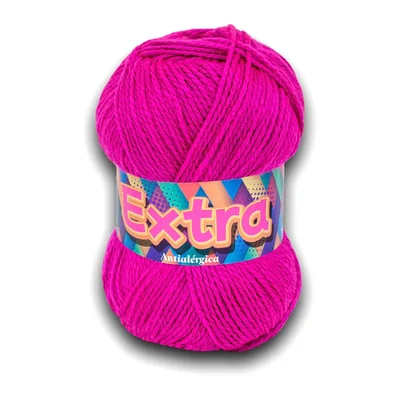 Ovillo de lana Extra color fucsia, 100 g y 220 m