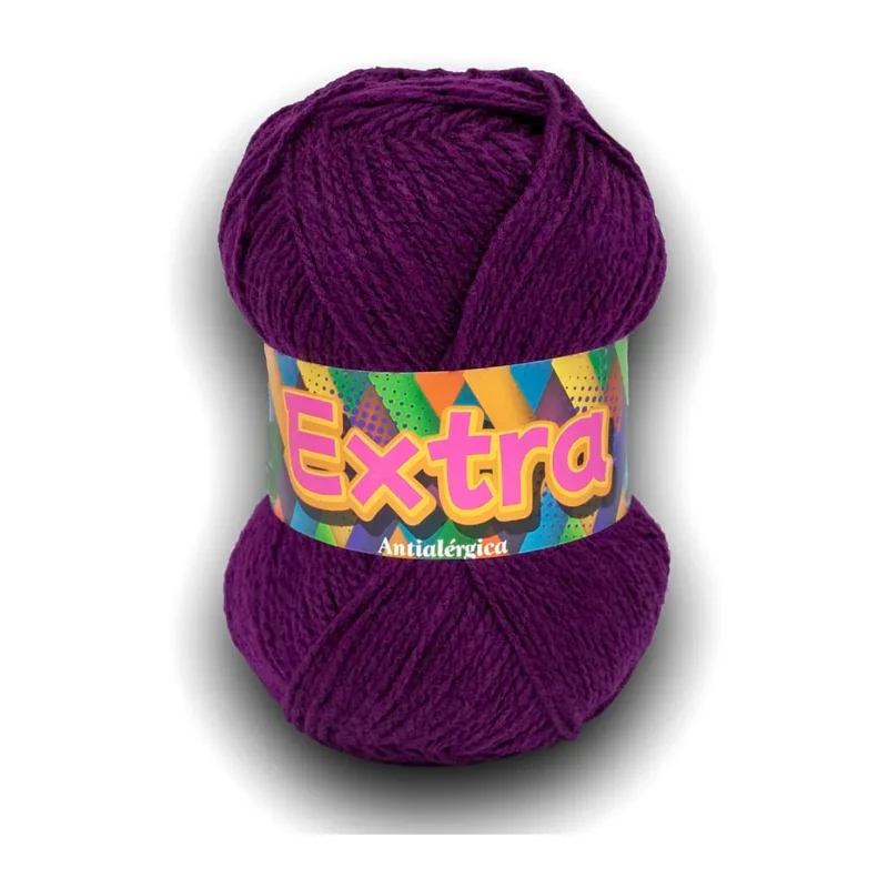 Ovillo de lana Extra color morado, 100 g y 220 m