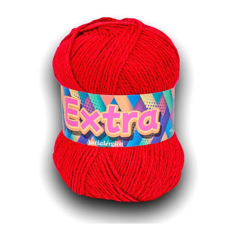 Ovillo de lana Extra color rojo, 100 g y 220 m