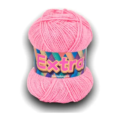 Ovillo de lana Extra color rosado, 100 g y 220 m