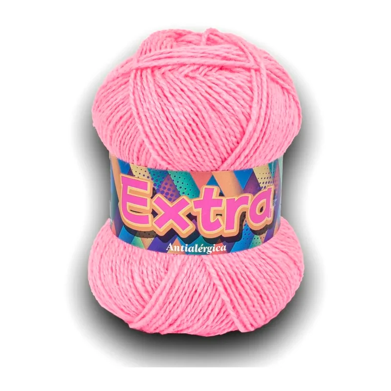 Ovillo de lana Extra color rosado, 100 g y 220 m