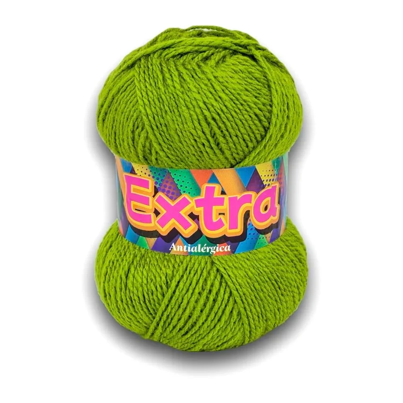 Ovillo de lana Extra color verde pistacho, 100 g y 220 m