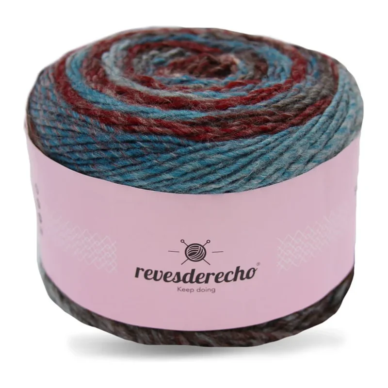 Ovillo degradé de Lana Secret Revesderecho color azul vino, 100 g y 290 m