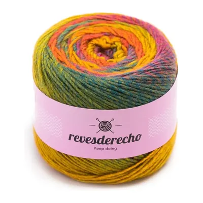 Ovillo degradé de Lana Secret Revesderecho color carnaval, 100 g y 290 m