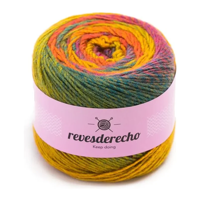 Ovillo degradé de Lana Secret Revesderecho color carnaval, 100 g y 290 m