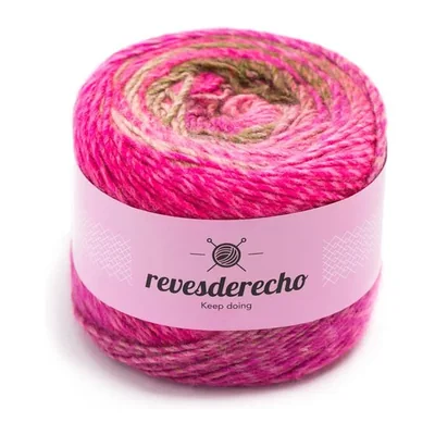 Ovillo degradé de Lana Secret Revesderecho color fucsia, 100 g y 290 m