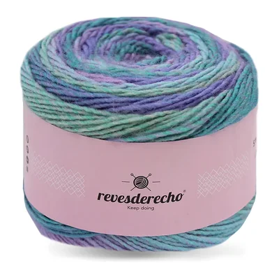 Ovillo degradé de Lana Secret Revesderecho color turquesa lila, 100 g y 290 m