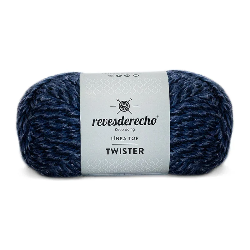 Ovillo jaspeado de Lana Twister Revesderecho color azul marino, 100 g y 150 m