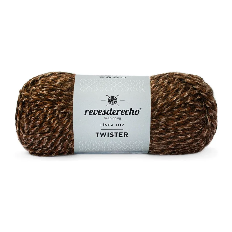 Ovillo jaspeado de Lana Twister Revesderecho color café, 100 g y 150 m