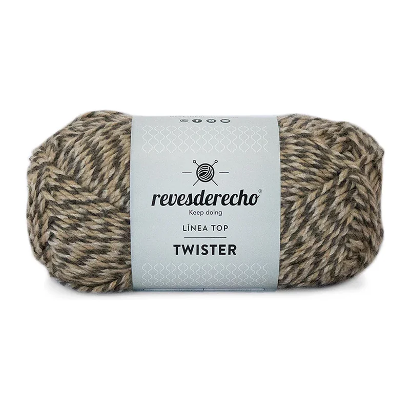 Ovillo jaspeado de Lana Twister Revesderecho color camel, 100 g y 150 m
