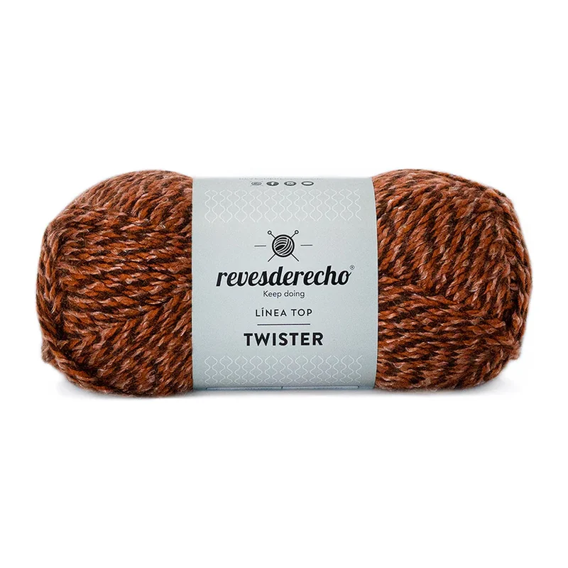 Ovillo jaspeado de Lana Twister Revesderecho color canela, 100 g y 150 m