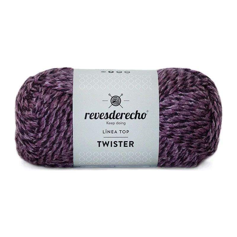 Ovillo jaspeado de Lana Twister Revesderecho color ciruela, 100 g y 150 m