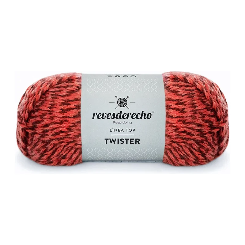 Ovillo jaspeado de Lana Twister Revesderecho color coral, 100 g y 150 m