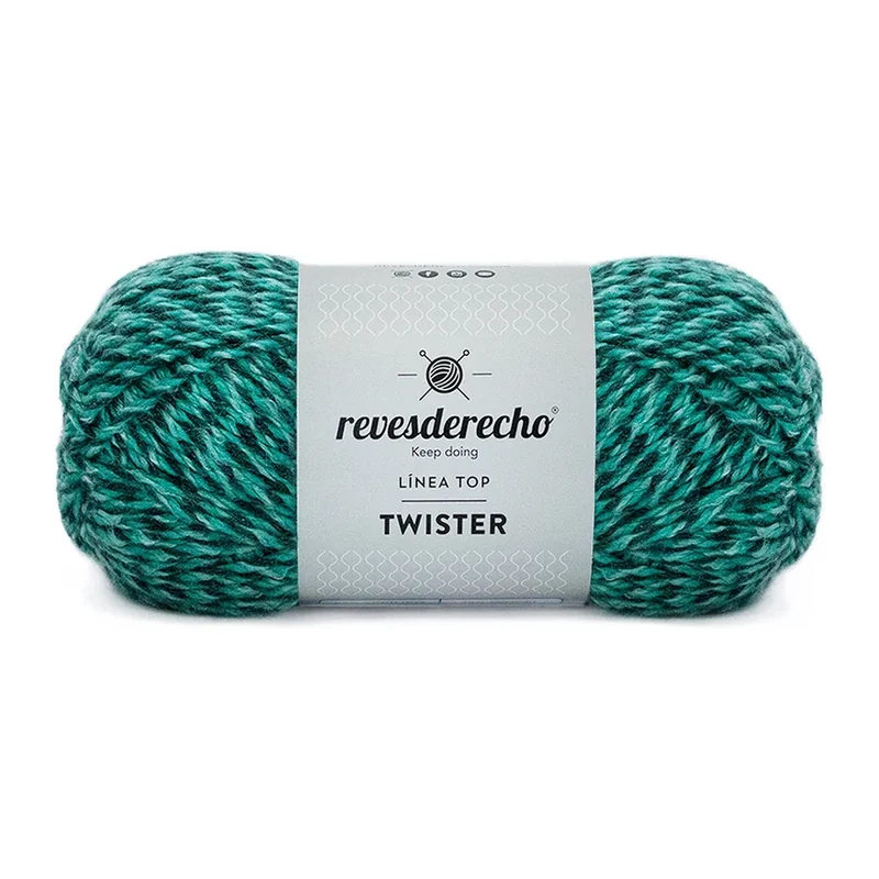 Ovillo jaspeado de Lana Twister Revesderecho color esmeralda, 100 g y 150 m