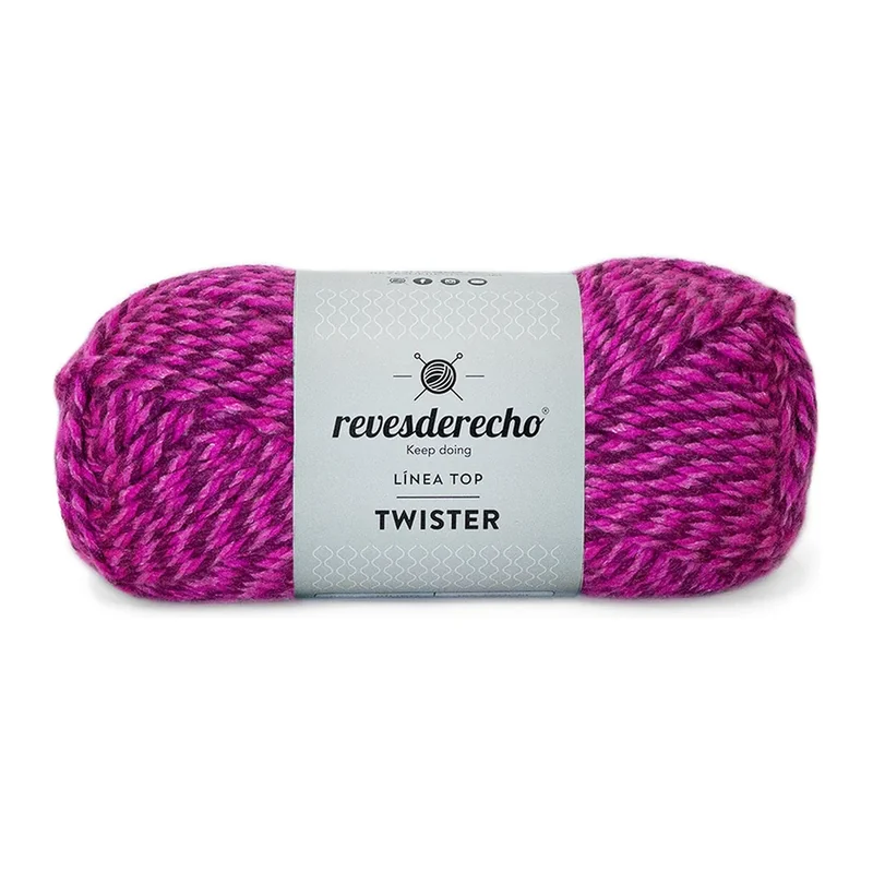 Ovillo jaspeado de Lana Twister Revesderecho color fucsia, 100 g y 150 m