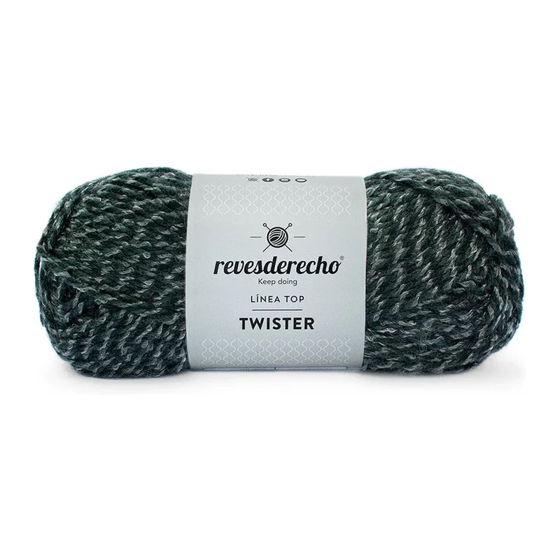 Ovillo jaspeado de Lana Twister Revesderecho color gris carbón, 100 g y 150 m