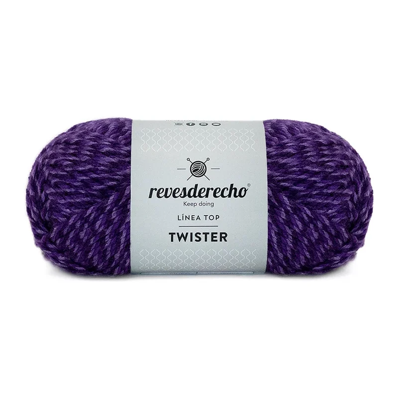 Ovillo jaspeado de Lana Twister Revesderecho color morado, 100 g y 150 m