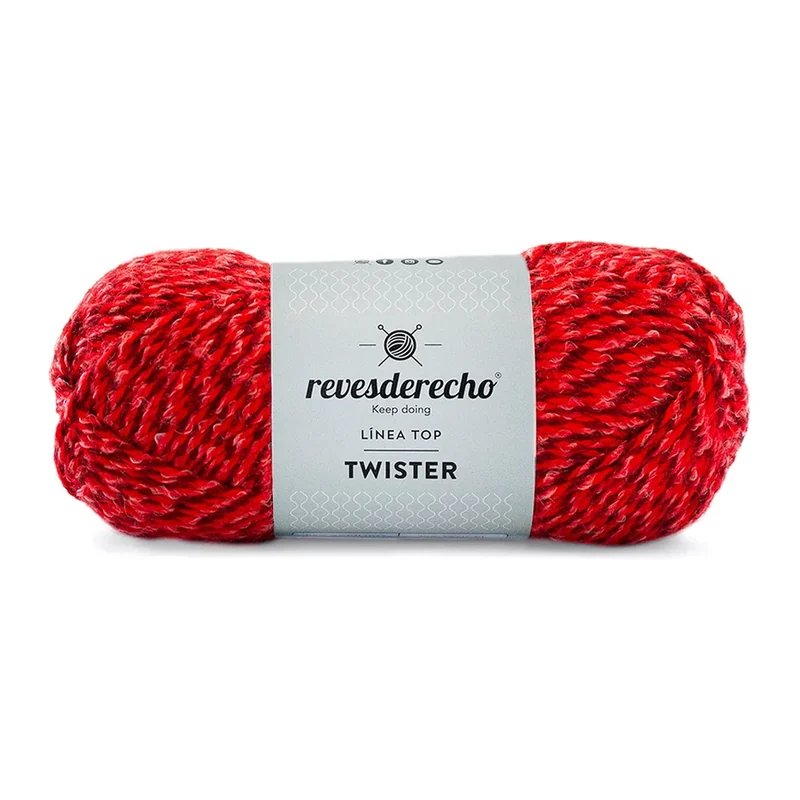Ovillo jaspeado de Lana Twister Revesderecho color rojo, 100 g y 150 m
