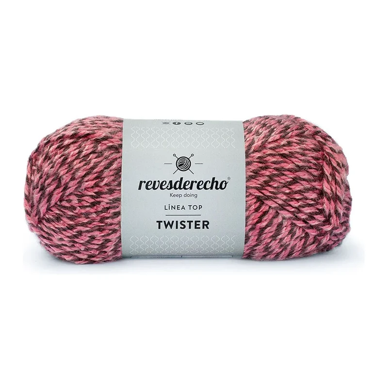 Ovillo jaspeado de Lana Twister Revesderecho color rosa, 100 g y 150 m