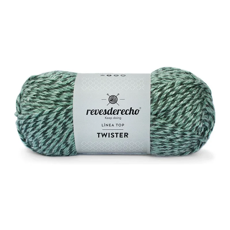 Ovillo jaspeado de Lana Twister Revesderecho color salvia, 100 g y 150 m