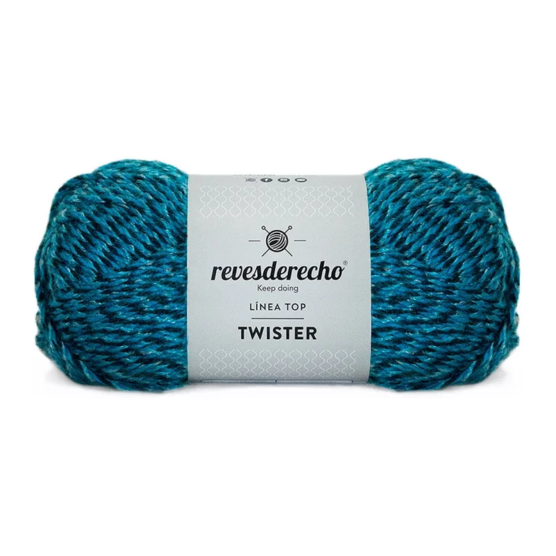 Ovillo jaspeado de Lana Twister Revesderecho color turquesa, 100 g y 150 m