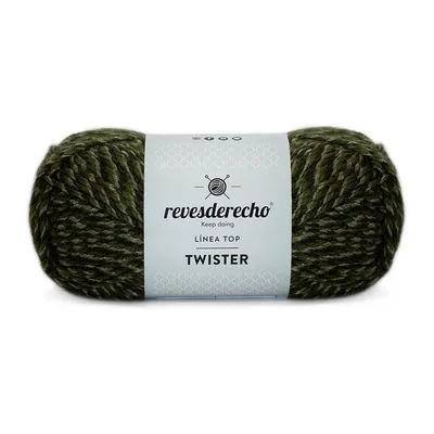 Ovillo jaspeado de Lana Twister Revesderecho color verde oliva, 100 g y 150 m