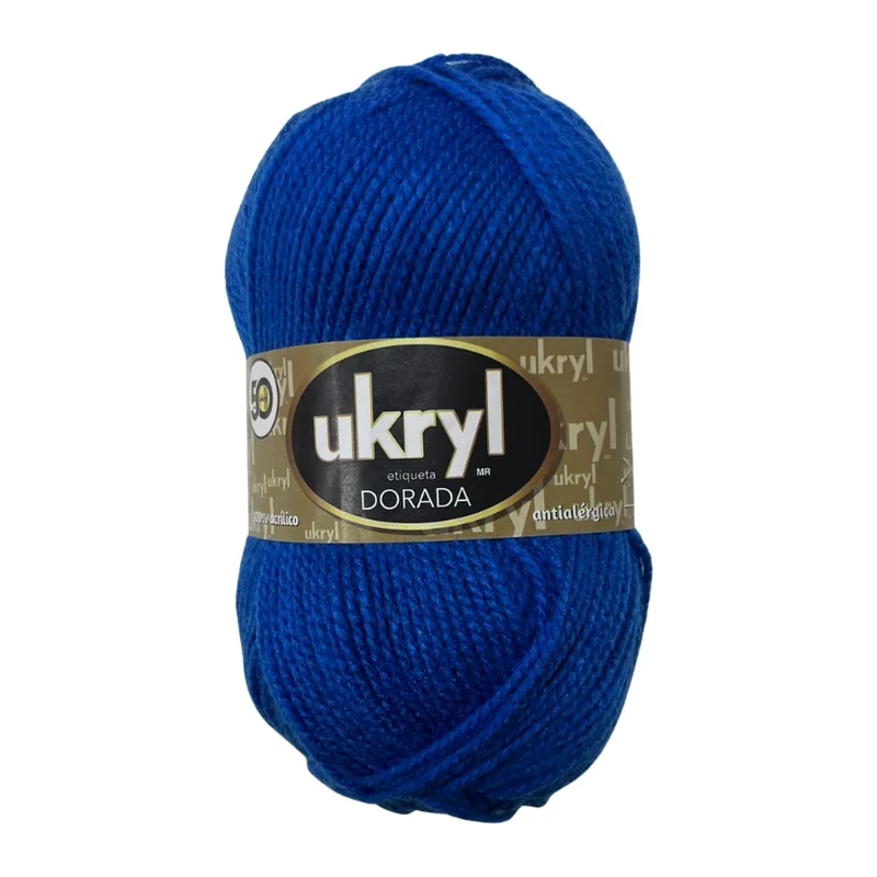Ovillo de Lana Ukryl Etiqueta Dorada color azul rey, 100 g y 170 m aproximados