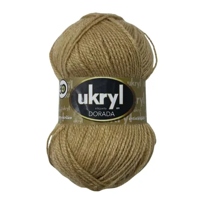 Ovillo de Lana Ukryl Etiqueta Dorada color camel, 100 g y 170 m aproximados