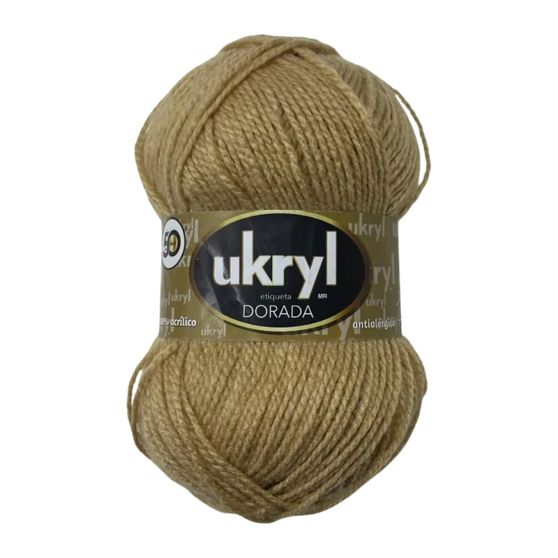 Ovillo de Lana Ukryl Etiqueta Dorada color camel, 100 g y 170 m aproximados