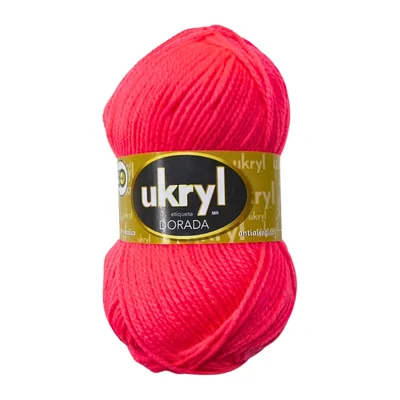 Ovillo de Lana Ukryl Etiqueta Dorada color coral neón, 100 g y 170 m aproximados